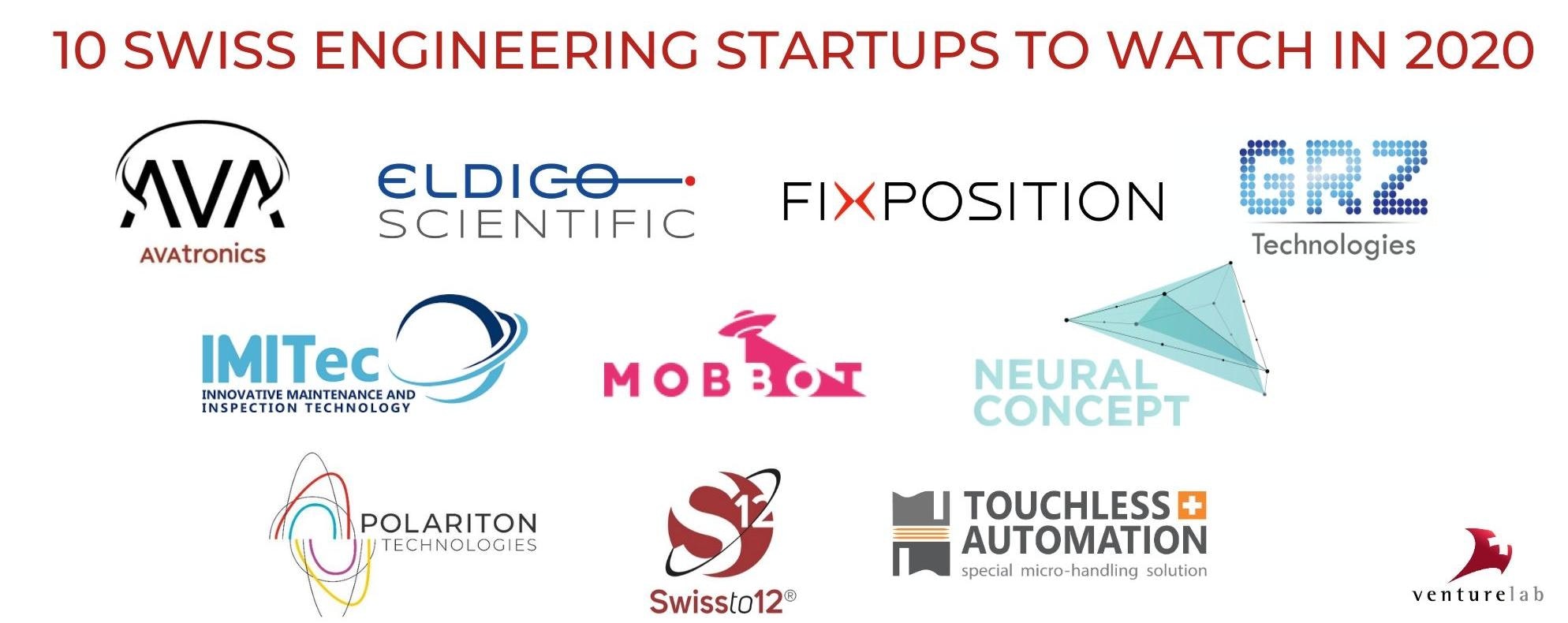 Logos of the 10 Swiss Engineering Startups to Watch in 2020 selected by VentureLab Logos of the 10 Swiss Engineering Startups to Watch in 2020 selected by VentureLab